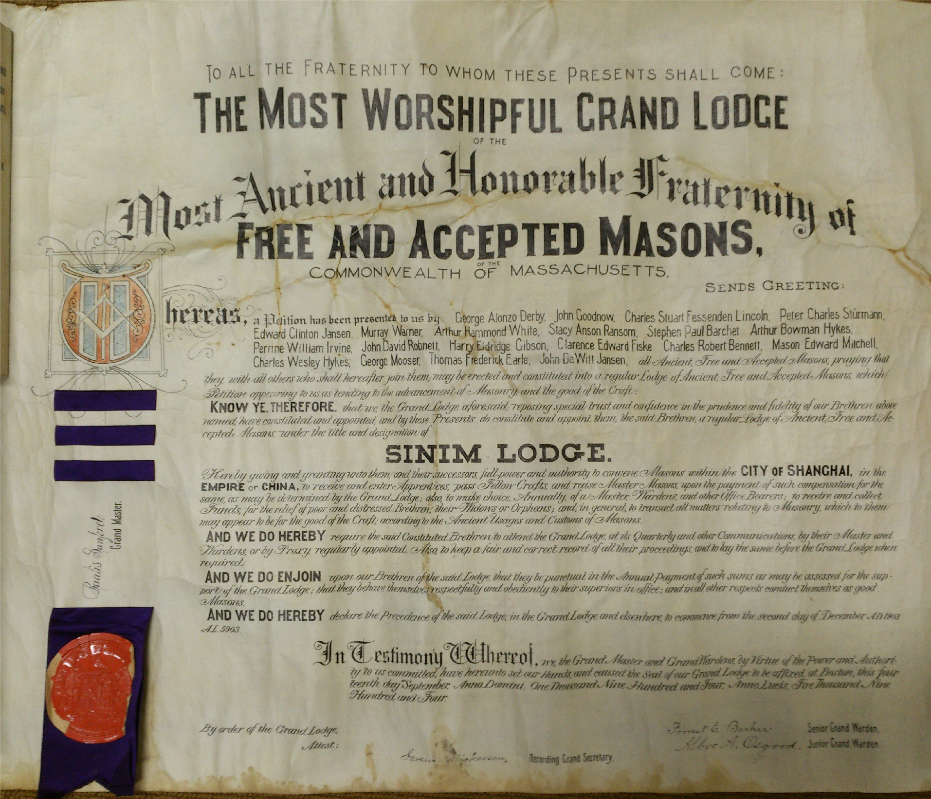 Charter for Sinim Lodge